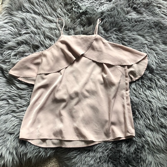 SOLD Silky Flowy champagne top - Picture 3 of 4